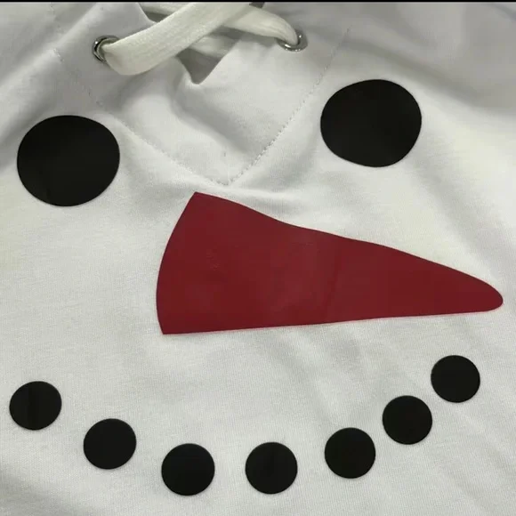 🔴 CLEARANCE🔖 NWT ⛄️ RED/WHITE SNOWMAN HOODED LACE-UP WINTER SWEATSHIRT Women’s M - Picture 3 of 5